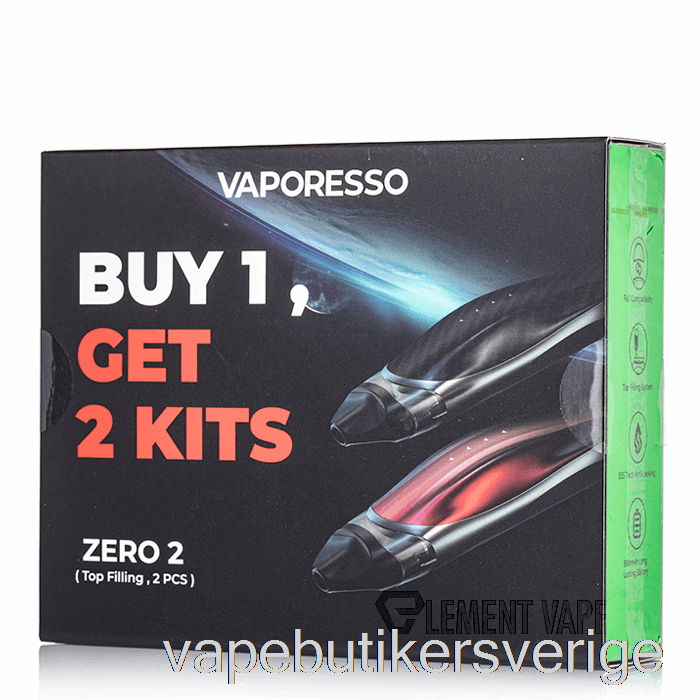Vape Sverige Vaporesso Zero 2 Pod System 2-pack Promotion Kolfiber + Svart Röd